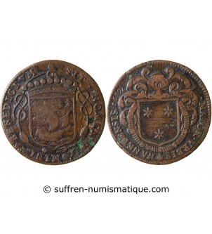 MAIRE DE NANTES - JACQUES HUTEAU JETON﻿ CUIVRE 1659
