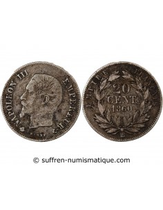 NAPOLEON III - 20 CENTIMES ARGENT 1860 BB STRASBOURG
