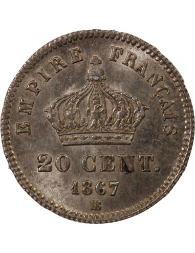 NAPOLEON III - 20 CENTIMES ARGENT 1867 BB STRASBOURG