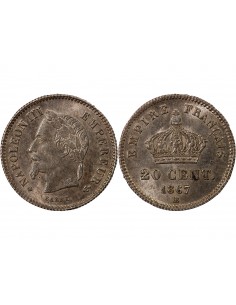 NAPOLEON III - 20 CENTIMES ARGENT 1867 BB STRASBOURG 2
