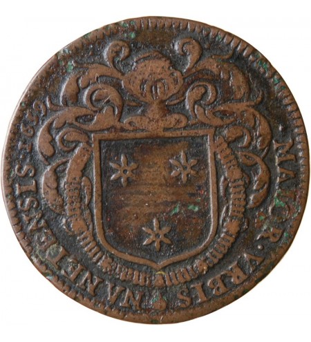 MAIRE DE NANTES - JACQUES HUTEAU JETON﻿ CUIVRE 1659