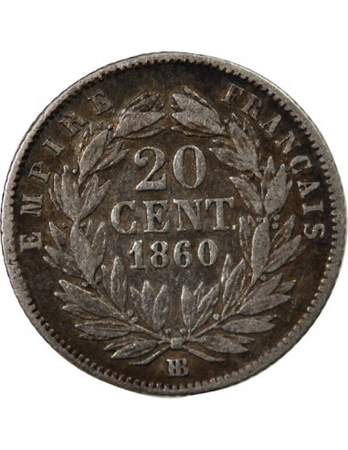 NAPOLEON III - 20 CENTIMES ARGENT 1860 BB STRASBOURG