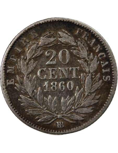 NAPOLEON III - 20 CENTIMES ARGENT 1860 BB STRASBOURG