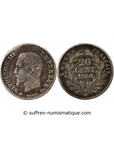 NAPOLEON III - 20 CENTIMES ARGENT 1860 BB STRASBOURG