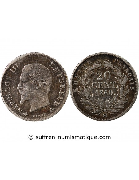 NAPOLEON III - 20 CENTIMES ARGENT 1860 BB STRASBOURG