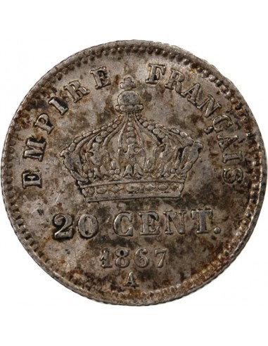 NAPOLEON III - 20 CENTIMES ARGENT 1867 A PARIS