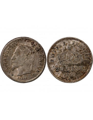 NAPOLEON III - 20 CENTIMES ARGENT 1867 A PARIS