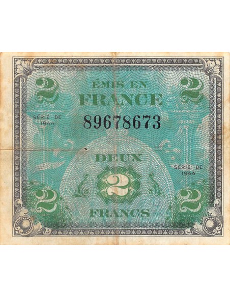 IMPRESSION AMÉRICAINE - 2 FRANCS DRAPEAU Type 1944 - TB+