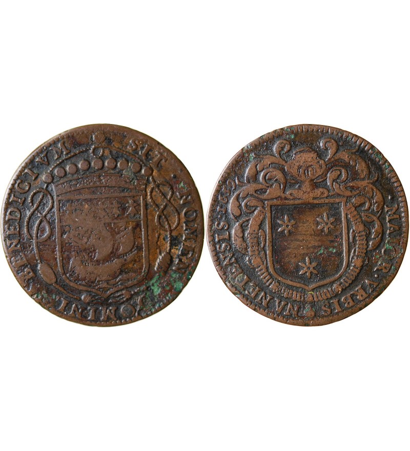 MAIRE DE NANTES - JACQUES HUTEAU JETON﻿ CUIVRE 1659