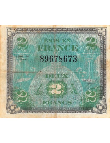 IMPRESSION AMÉRICAINE - 2 FRANCS DRAPEAU Type 1944 - TB+