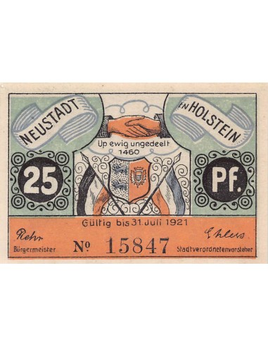 ALLEMAGNE, NEUSTADT IN HOLSTEIN - 25 PFENNIG 1921