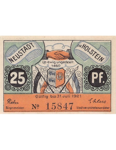 ALLEMAGNE, NEUSTADT IN HOLSTEIN - 25 PFENNIG 1921