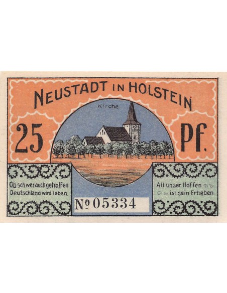 ALLEMAGNE, NEUSTADT IN HOLSTEIN - 25 PFENNIG 1921