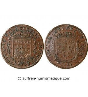 MAIRE DE NANTES - LOUIS MACE JETON﻿ CUIVRE 1663