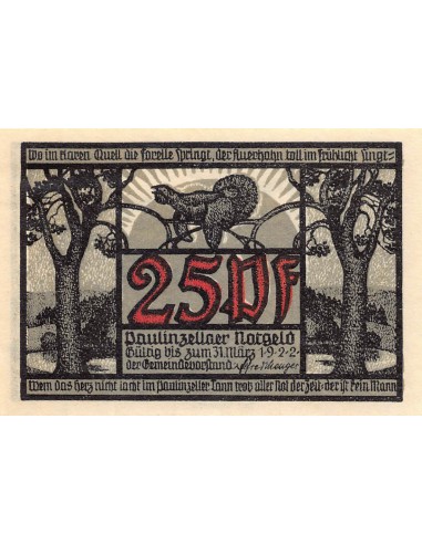 ALLEMAGNE, PAULINZELLA - 25 PFENNIG 1922