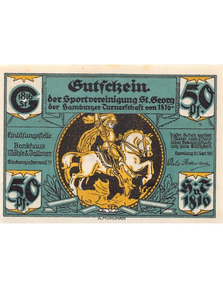 ALLEMAGNE, HAMBURG - 50 PFENNIG 1921