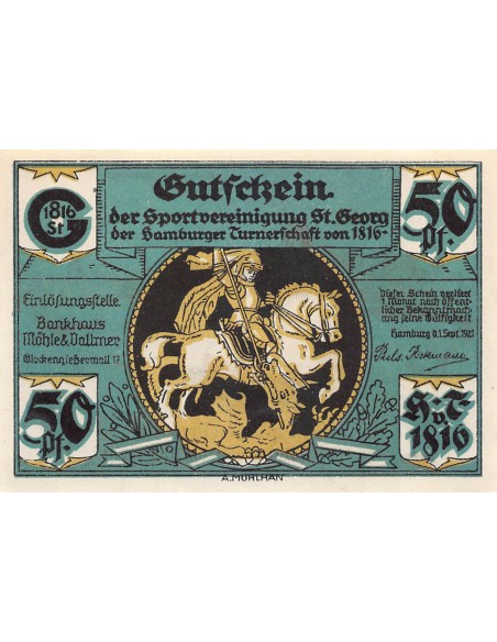 ALLEMAGNE, HAMBURG - 50 PFENNIG 1921