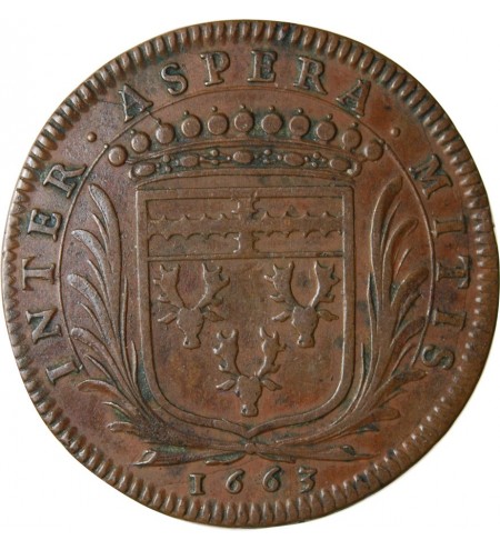 MAIRE DE NANTES - LOUIS MACE JETON﻿ CUIVRE 1663