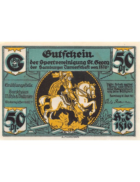 ALLEMAGNE, HAMBURG - 50 PFENNIG 1921