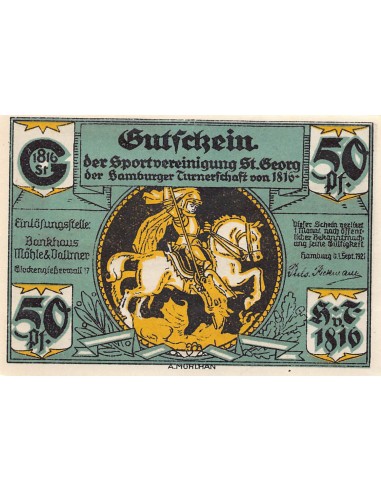 ALLEMAGNE, HAMBURG - 50 PFENNIG 1921