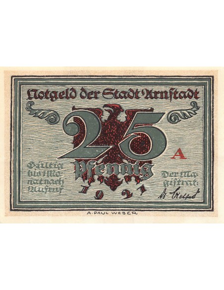 ALLEMAGNE, ARNSTADT - 25 PFENNIG 1921