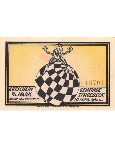 ALLEMAGNE, STROEBECK - 1/2 MARK 1922