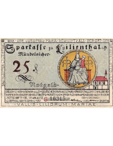 ALLEMAGNE, LILIENTHAL - 25 PFENNIG 1921