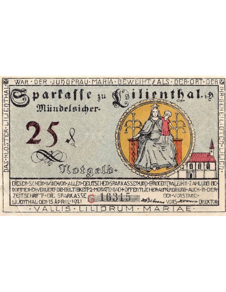 ALLEMAGNE, LILIENTHAL - 25 PFENNIG 1921