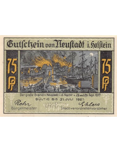 ALLEMAGNE, NEUSTADT IN HOLSTEIN - 75 PFENNIG 1921