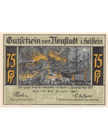 ALLEMAGNE, NEUSTADT IN HOLSTEIN - 75 PFENNIG 1921