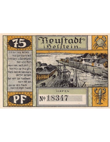 ALLEMAGNE, NEUSTADT IN HOLSTEIN - 75 PFENNIG 1921