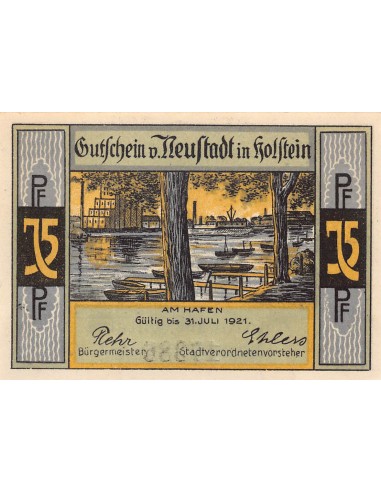 ALLEMAGNE, NEUSTADT IN HOLSTEIN - 75 PFENNIG 1921