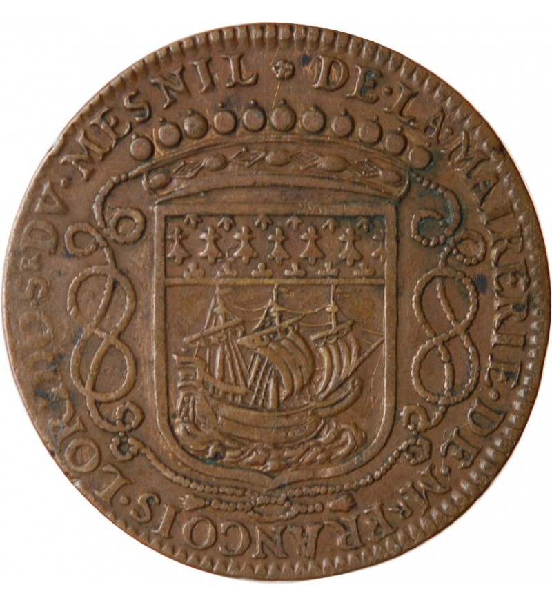 MAIRE DE NANTES - FRANCOIS LORIDO, SIEUR DU MESNIL JETON CUIVRE 1667