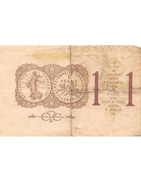 CHAMBRE DE COMMERCE DE PARIS - 1 FRANC 1919 / 1922