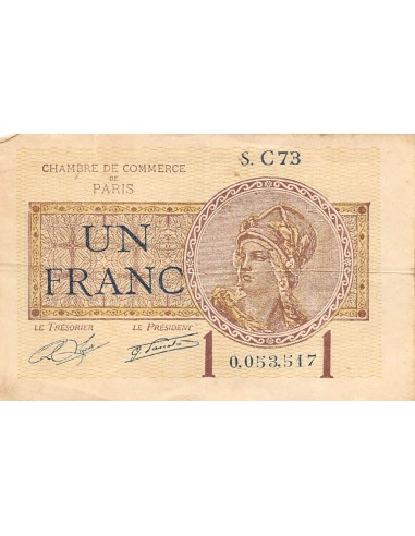 CHAMBRE DE COMMERCE DE PARIS - 1 FRANC 1919 / 1922