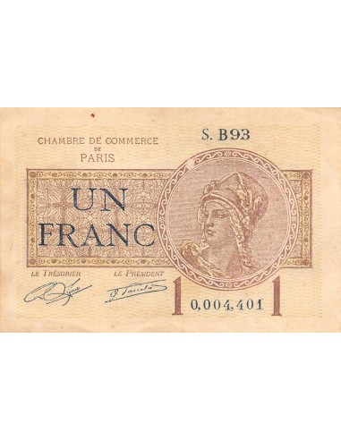 CHAMBRE DE COMMERCE DE PARIS - 1 FRANC 1919 / 1922