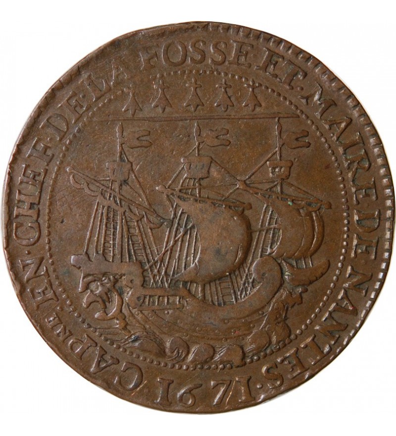 MAIRE DE NANTES - GRATIEN LIBAULT, SIEUR DE LA TEMPLERIE JETON CUIVRE 1671
