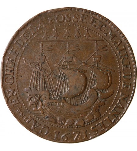 MAIRE DE NANTES - GRATIEN LIBAULT, SIEUR DE LA TEMPLERIE JETON CUIVRE 1671