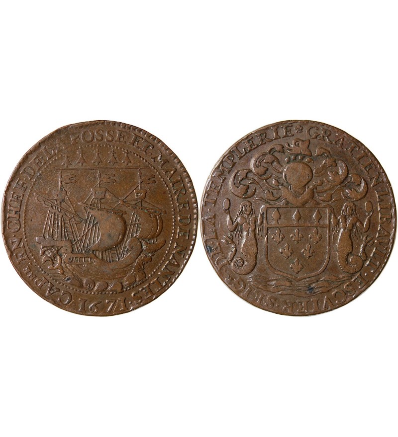 MAIRE DE NANTES - GRATIEN LIBAULT, SIEUR DE LA TEMPLERIE JETON CUIVRE 1671