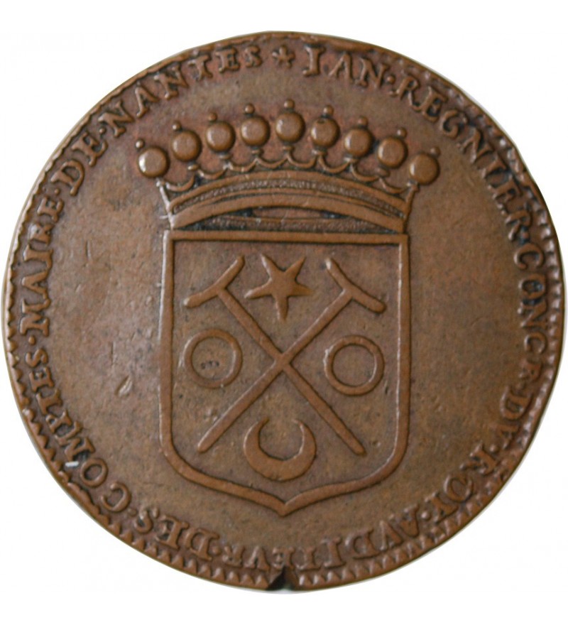 MAIRE DE NANTES - JEAN REGNIER, SIEUR DE LA SOUCHAIS JETON CUIVRE 1674