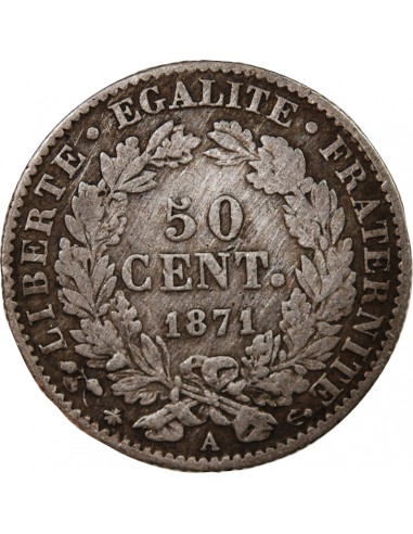 CERES ﻿- 50 CENTIMES ARGENT 1871 A PARIS