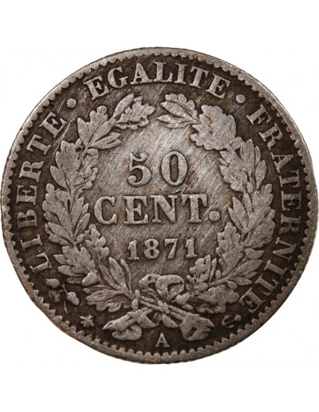 CERES ﻿- 50 CENTIMES ARGENT 1871 A PARIS
