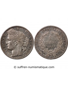 CERES ﻿- 1 FRANC ARGENT 1881 A PARIS