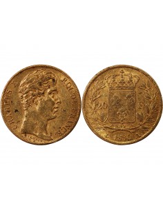 CHARLES X - 20 FRANCS OR 1830 A PARIS "5 Feuilles"﻿ 2