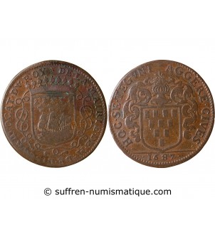 MAIRE DE NANTES - GUILLAUME DE LISLE DE LA NICOLLIERE, JETON CUIVRE 1687