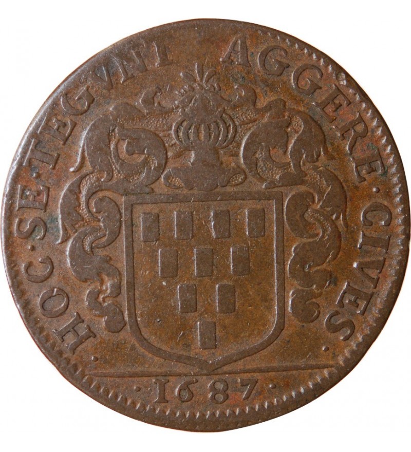 MAIRE DE NANTES - GUILLAUME DE LISLE DE LA NICOLLIERE, JETON CUIVRE 1687