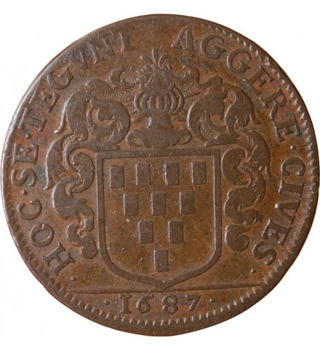 MAIRE DE NANTES - GUILLAUME DE LISLE DE LA NICOLLIERE, JETON CUIVRE 1687