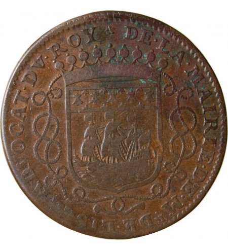 MAIRE DE NANTES - GUILLAUME DE LISLE DE LA NICOLLIERE, JETON CUIVRE 1687