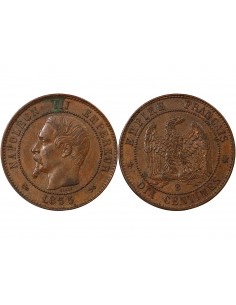 NAPOLEON III - 10 CENTIMES 1855 B ROUEN - ANCRE 2