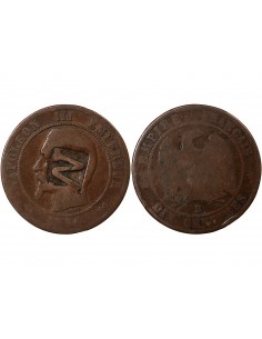 NAPOLEON III - 10 CENTIMES 1856 B ROUEN - CONTREMARQUE 2